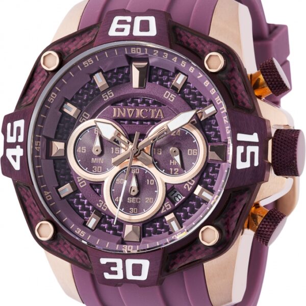 Reloj Invicta Pro Diver Purple 40857 para hombre, cronógrafo de 52mm con correa de silicona morada