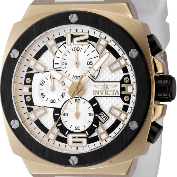 Reloj Invicta Racing Men 48167 para hombre con cronógrafo, caja dorada y correa de silicona blanca