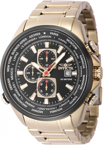 Reloj Invicta Aviator para hombre 50 mm cuarzo oro negro original Ecuador