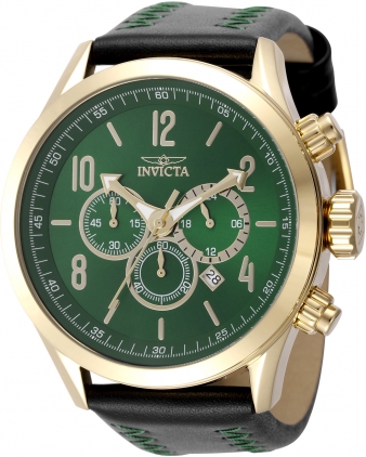 Reloj Invicta S1 Rally hombre dorado verde cuero negro original Ecuador
