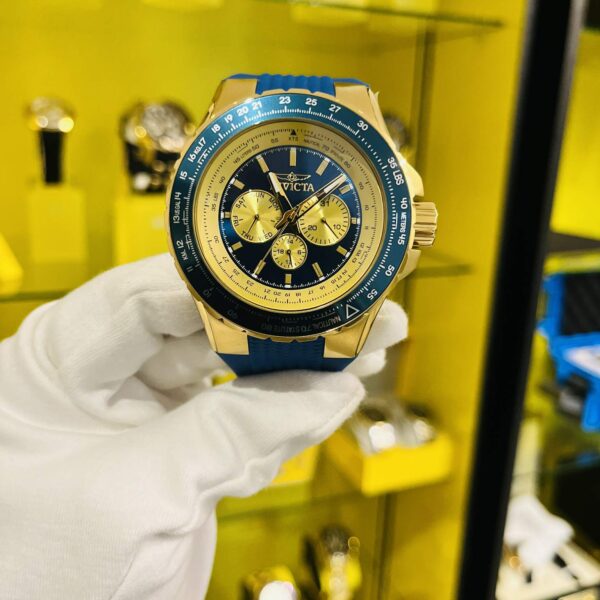 Reloj Invicta Aviator hombre azul y dorado cuarzo original Ecuador