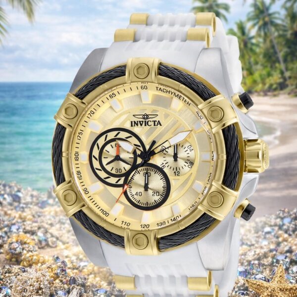Reloj Invicta Bolt Hombre 52 mm Cuarzo Blanco y Dorado | Original Ecuador