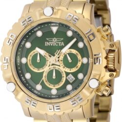 Reloj Invicta Subaqua Poseidon 47185 para hombre de 55.4 mm en acero inoxidable dorado con esfera verde.