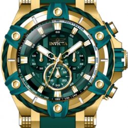 Reloj Invicta Bolt 43758 para hombre de 52 mm con correa de silicona verde y cronógrafo.