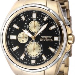 Reloj Invicta Sea Vulture 47822 para hombre con caja de acero inoxidable, esfera negra y brazalete bicolor en acero y dorado.