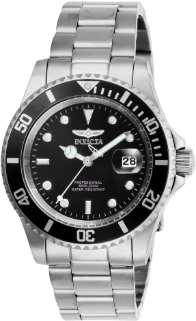 Reloj Invicta Pro Diver 26970 para hombre de 40 mm con esfera negra y brazalete de acero.