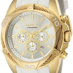 Reloj Invicta Bolt hombre dorado blanco acero 50 mm
