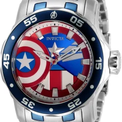 Reloj Invicta Marvel Captain America hombre azul rojo acero 48 mm